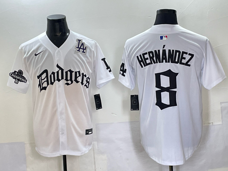 Men Los Angeles Dodgers 8 Hernandez white Nike 2025 MLB jersey 0011